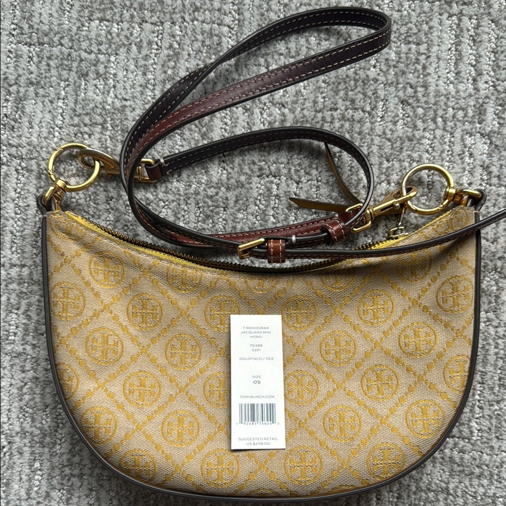 Tory Burch T Monogram Jaquard Mini Hobo goldfinch yellow
